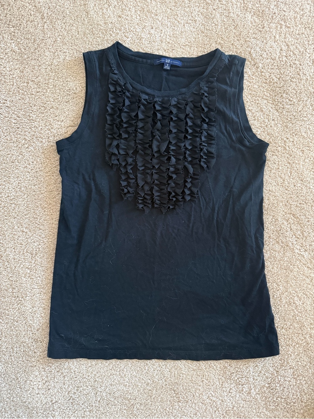 GAP Black Sleeveless Ruffle Bib Tank